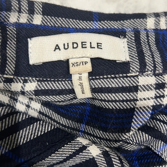 Audele Blue, Black & White Plaid Flannel Button Down. XS - Picture 5 of 8